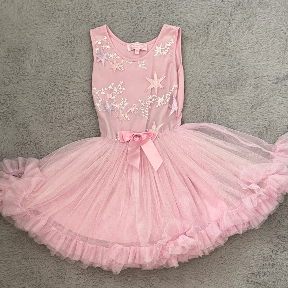 Popatu Pink Starry Tulle Girls Dress
